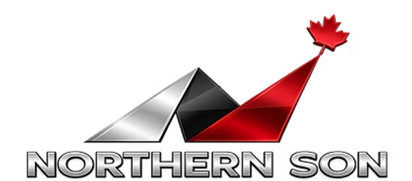Northern Son Home Renovation & General Contracting logo in silver, black, and red with maple leaf – Sault Ste. Marie contractor serving Northern Ontario